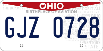 OH license plate GJZ0728