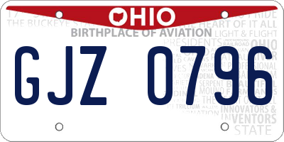 OH license plate GJZ0796