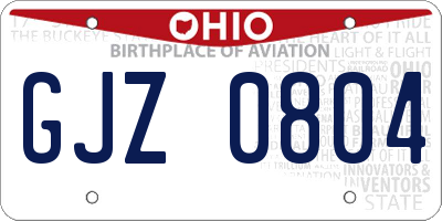 OH license plate GJZ0804
