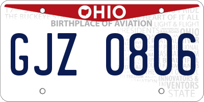 OH license plate GJZ0806