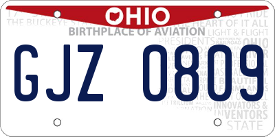 OH license plate GJZ0809