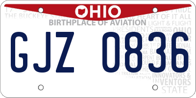 OH license plate GJZ0836