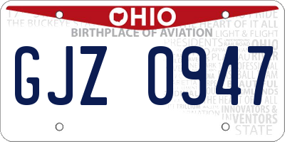OH license plate GJZ0947