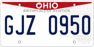 OH license plate GJZ0950