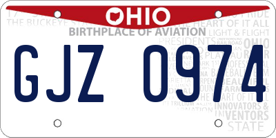 OH license plate GJZ0974