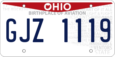OH license plate GJZ1119