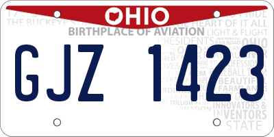 OH license plate GJZ1423