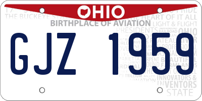 OH license plate GJZ1959