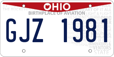 OH license plate GJZ1981