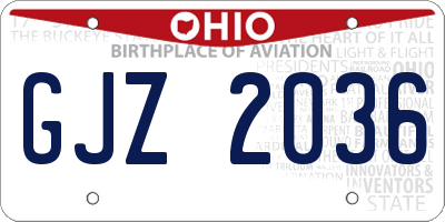 OH license plate GJZ2036