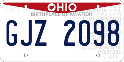OH license plate GJZ2098