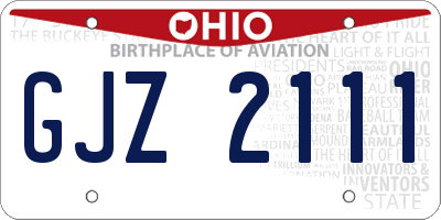 OH license plate GJZ2111