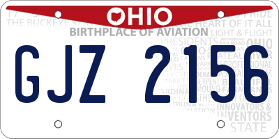 OH license plate GJZ2156