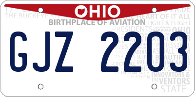OH license plate GJZ2203