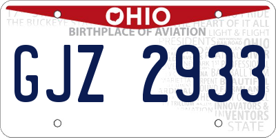 OH license plate GJZ2933