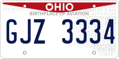 OH license plate GJZ3334