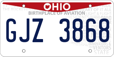 OH license plate GJZ3868