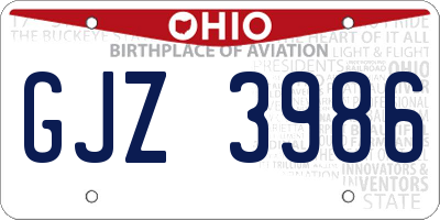OH license plate GJZ3986