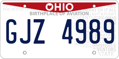 OH license plate GJZ4989