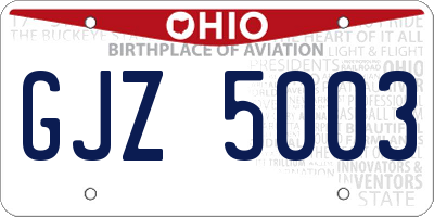 OH license plate GJZ5003
