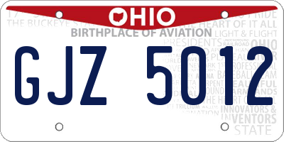 OH license plate GJZ5012