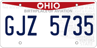 OH license plate GJZ5735