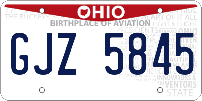 OH license plate GJZ5845