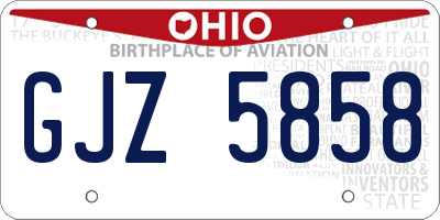 OH license plate GJZ5858