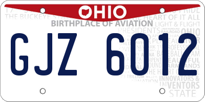 OH license plate GJZ6012