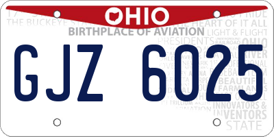 OH license plate GJZ6025