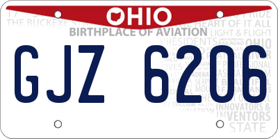 OH license plate GJZ6206