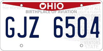 OH license plate GJZ6504