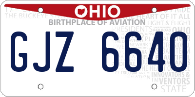 OH license plate GJZ6640