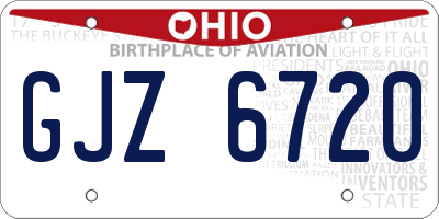 OH license plate GJZ6720