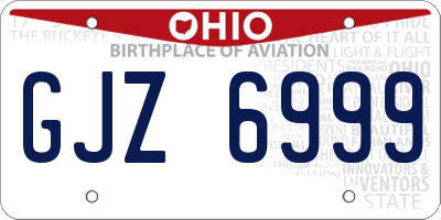 OH license plate GJZ6999
