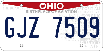 OH license plate GJZ7509