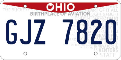 OH license plate GJZ7820