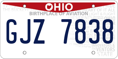 OH license plate GJZ7838