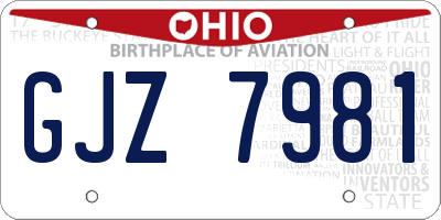 OH license plate GJZ7981