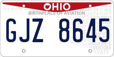 OH license plate GJZ8645