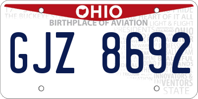 OH license plate GJZ8692