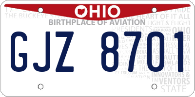 OH license plate GJZ8701