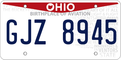 OH license plate GJZ8945