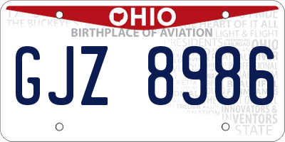 OH license plate GJZ8986