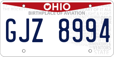 OH license plate GJZ8994