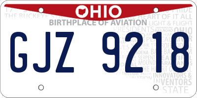 OH license plate GJZ9218