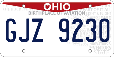 OH license plate GJZ9230