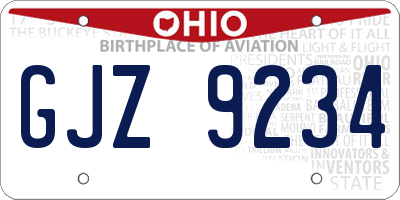 OH license plate GJZ9234