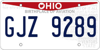 OH license plate GJZ9289