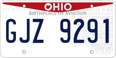 OH license plate GJZ9291